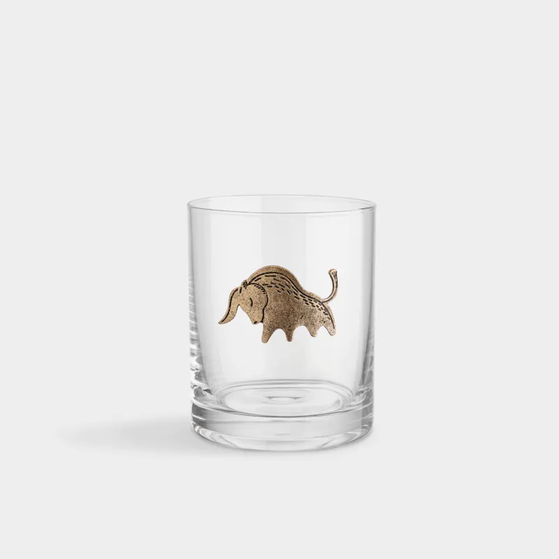 Стакан для виски, 10 см, 340 мл, стекло/металл, золотистый, Телец, Zodiac