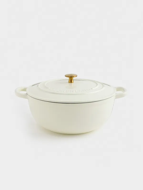 Казан, 27 см, 4,5 л, с крышкой, чугун, молочный, Light kitchen, image-0