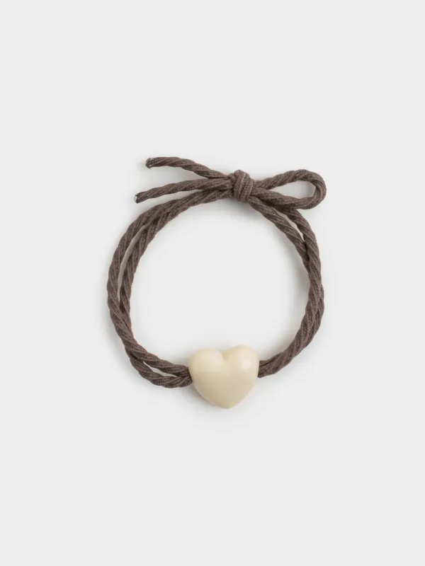 Шаш резеңкесі, 5 см, 3 дана, полиэстер/пластик, қоңыр, Жүрек, Gracile, image-2