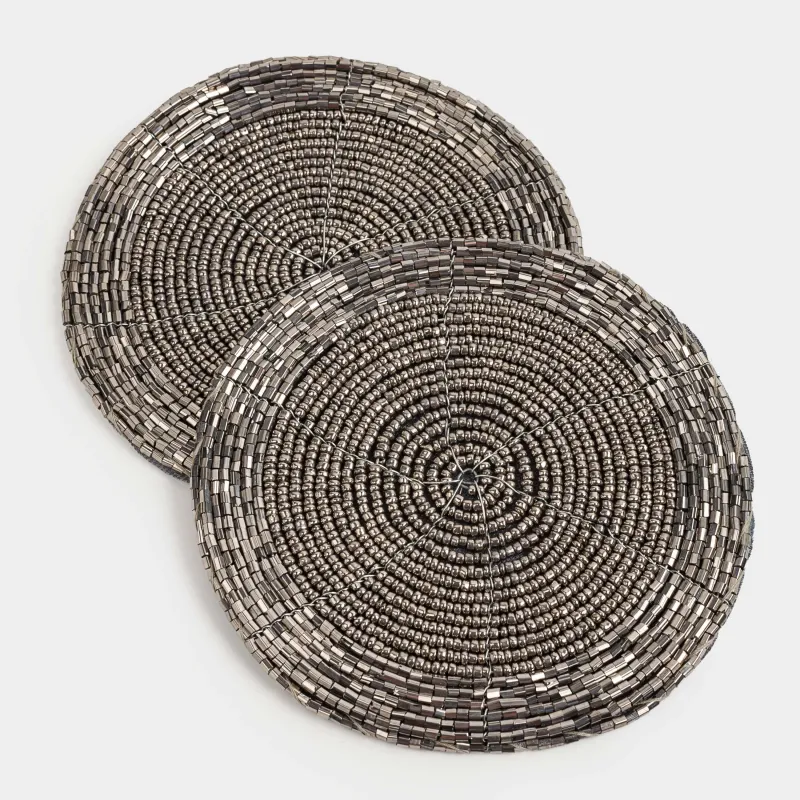 Шыныаяқ асты түпқойма, 10 см, 2 дана, бисер, дөңгелек, қою сұр, Shiny beads, image-3