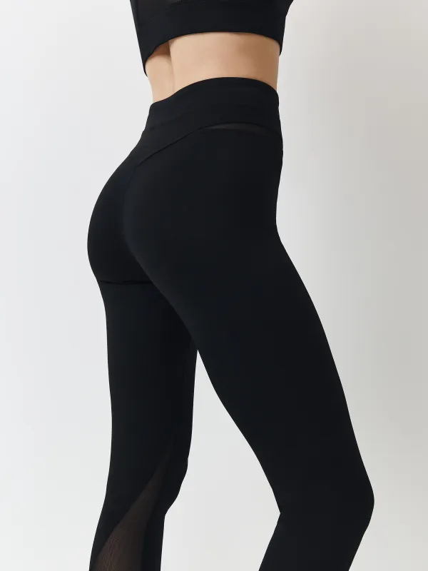 Легинсы женские, спортивные, р. XS, нейлон/эластан/спандекс, черные, Cinthia, image-3