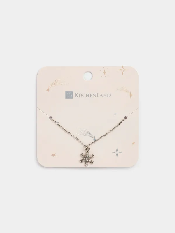 Цепочка, 46 см, с подвеской, металл, серебристая, Ажурная снежинка, Rime, image-3