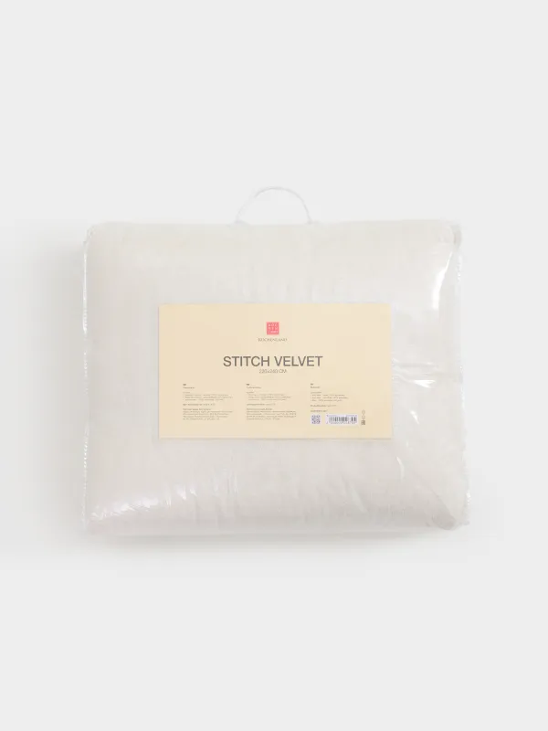 Покрывало, 220х240 см, стеганое, вельвет/микрофибра, молочное, Stitch velvet, image-6