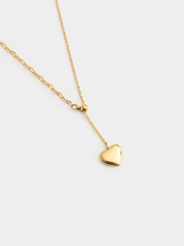 Шынжыр, 50 см, аспасы бар, болат, алтын түстес, Жүрек, Jewelry heart, image-1