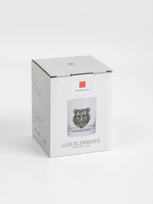 Виски стақаны, 10 см, 340 мл, шыны/металл, күміс, аю, Lux elements, image-6