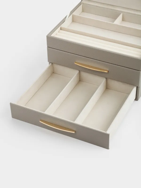 Зергерлік қорап, 27х14 см, жасанды былғары/МДФ, сұр, Premiere, image-4