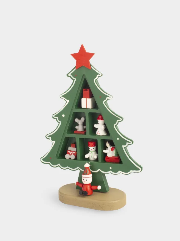 Мүсінше, 19 см, MDF, жасыл, Ойыншықтары бар шырша-шкаф, Christmas style, image-2