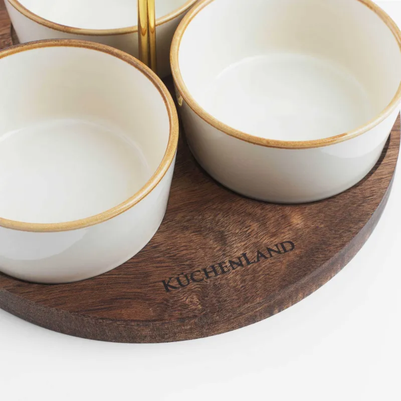 Тіскебасар жинағы, 3 зат, стендте, тұтқасы бар, керамика/ағаш, сүт, Noble tree, image-7