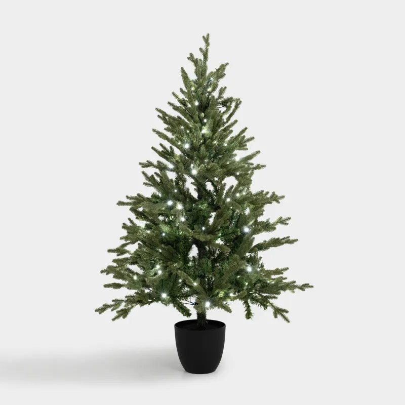 Ель искусственная, 1,5 м, с подсветкой, в горшке, пластик, Conifer decor