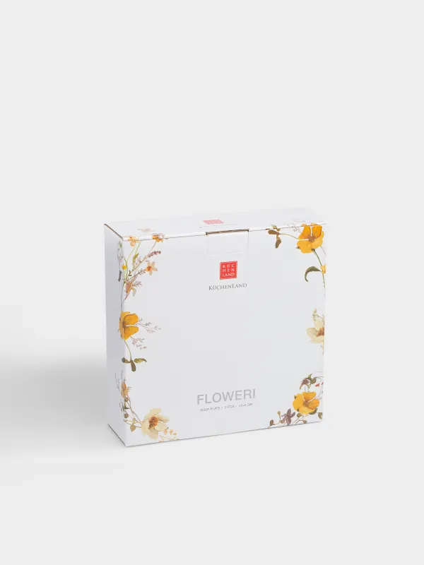 Сорпа тәрелкесі, 20х5 см, 780 мл, 2 дана, фарфор N, ақ, Сары гүлдер, Floweri, image-5