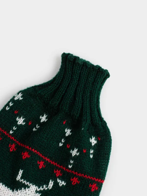 Чехол для бутылки, 26 см, декоративный, полиэстер, зеленый, Олень, Christmas bar, image-1