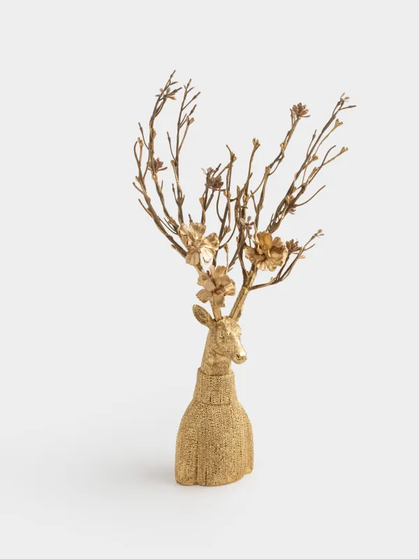 Статуэтка, 40 см, полирезин, золотистая, Олень в свитере, Deer, image-1