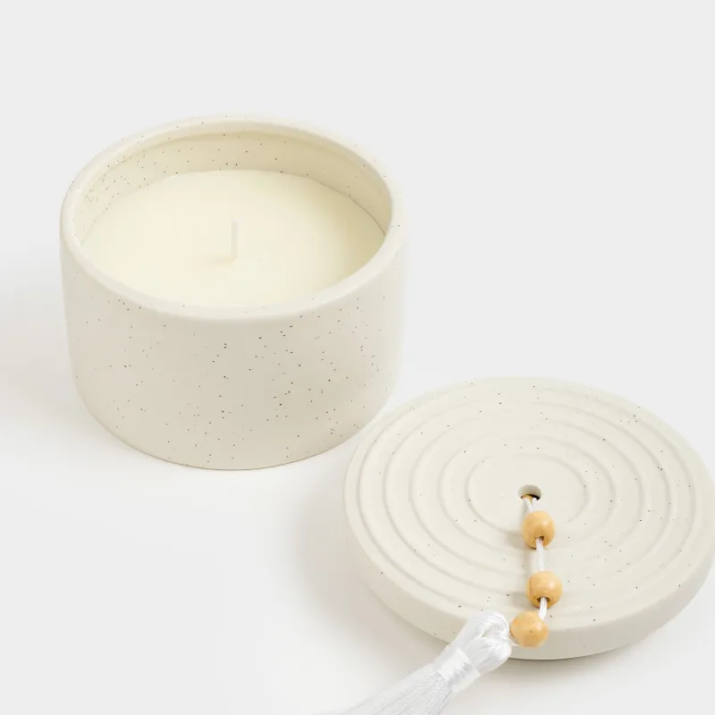 Хош иісті шам, 7 см, шам ұстағышта, шашақпен, керамика, Sage and Sea salt, Delicia, image-3