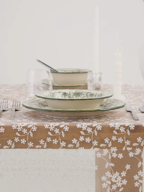 Скатерть, 170х250 см, с кружевом, полиэстер, белая, Ажурные цветы, Lace flowers, image-3