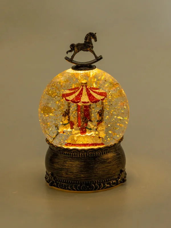 Қар шамы, 20 см, жарықтандырылған, пластик, қола, Айналма әткеншек, Bronze style, image-6