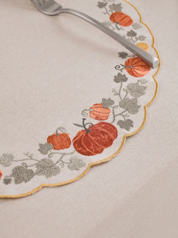 Салфетка под приборы, 38 см, полиэстер, круглая, бежевая, Тыквы, Colorful gourds, image-3