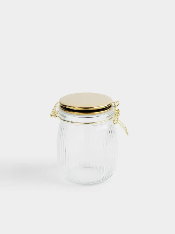 Банка для сыпучих продуктов, 750 мл, клипса, Ribby gold, image-1