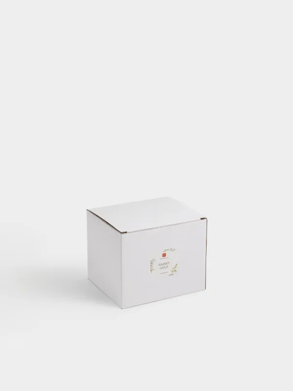 Кәмпит ыдысы, 14х12 см, 410 мл, керамика, сүт және алтын түстес, Себеттегі қояндар, Rabbit gold, image-4