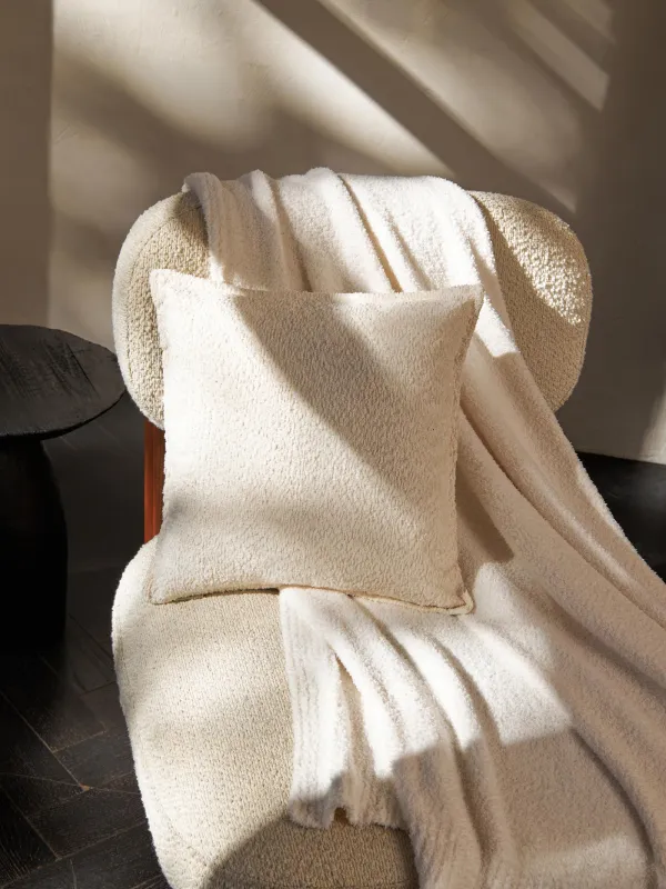 Сәндік жастық, 45х45 см, букле/барқыт, сүт, Boucle, image-2