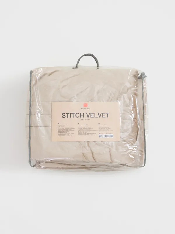 пқыш, 220х240 см, төсеніш, барқыт/микрофибра, сарғылт, жақтау, Stitch velvet, image-7