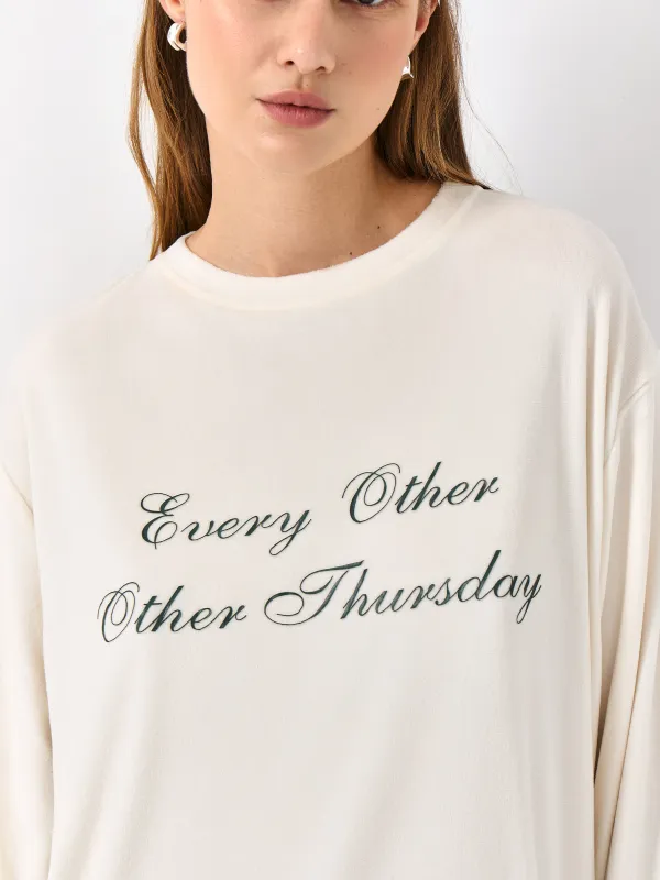 Әйелдер свитшоты, үйге арналған, өлшемі L, велюр, сүт түстес, Every Other Other Thursday, Amala, image-1