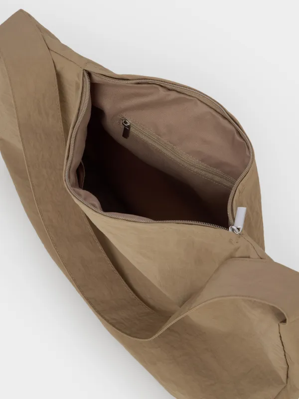 Сумка спортивная, 50x30 см, с плечевым ремнем, нейлон, бежевая, Force sport, image-4