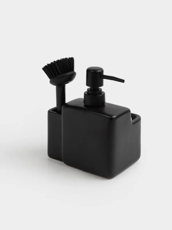 Жуғыш зат диспенсері, 550 мл, ұйымдастырушы, губка / щетка, керамика, қара, Жалпы қара, image-2