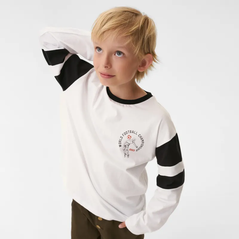 Балаларға арналған лонгслив, өлшемі 122 см, ұлдарға арналған, мақта, ақ, Ulian