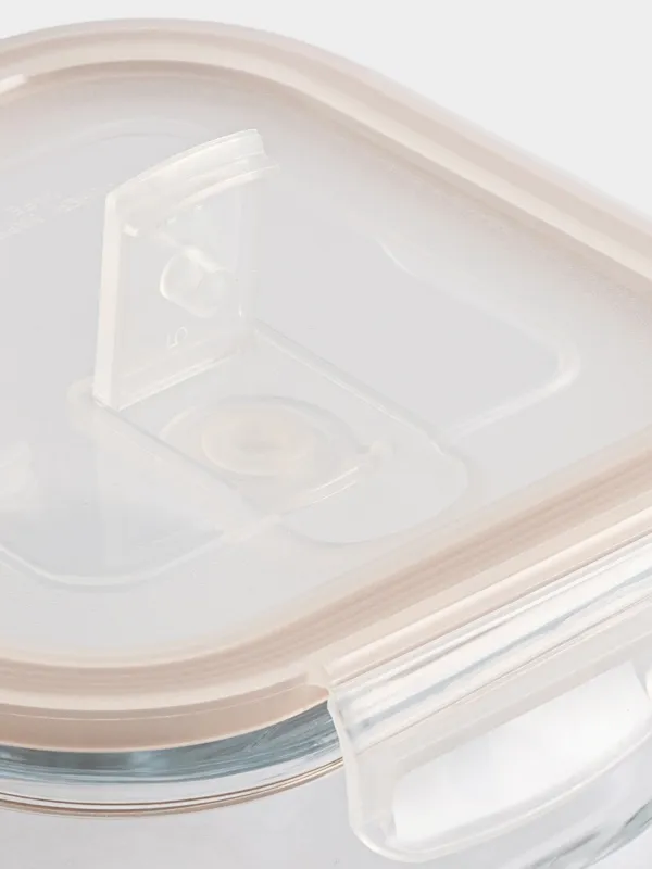 Контейнер, 520 мл, қысқыштары бар, клапаны бар, шыны Т/пластик, шаршы, Soft kitchen, image-5