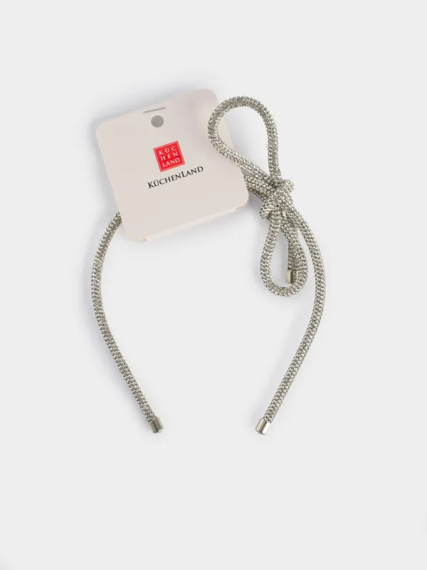 Ободок для волос, 12х14 см, металл/стразы, серебристый, Jewelry crystal, image-2