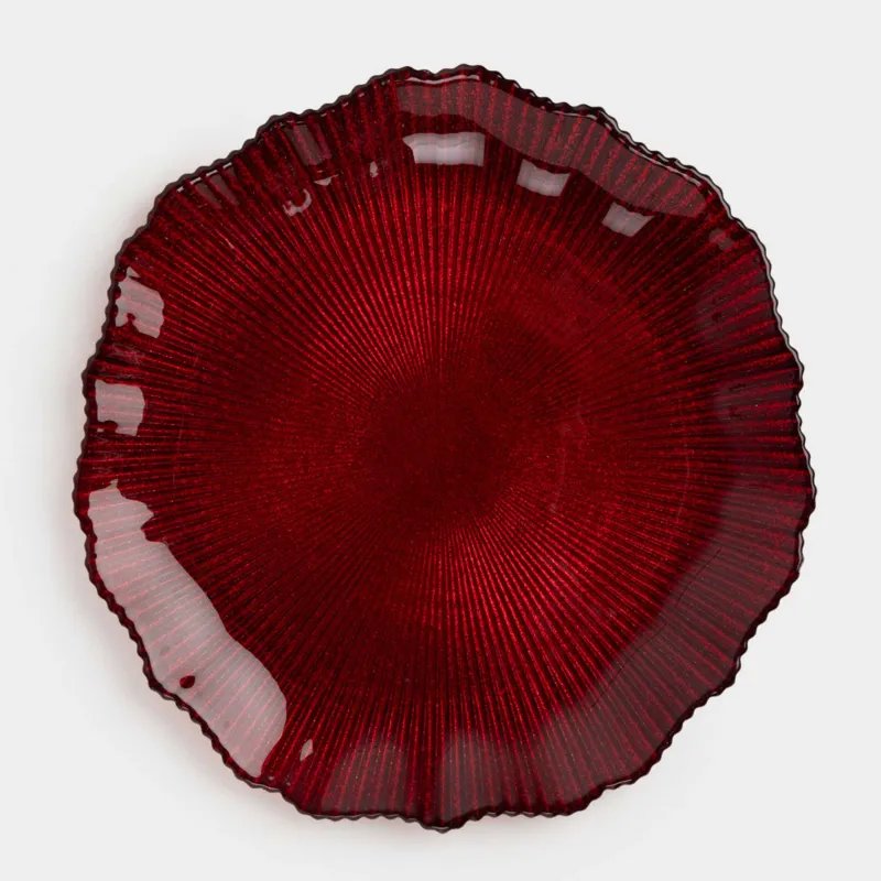 Тарелка обеденная, 28 см, стекло Р, красная, Ribby color