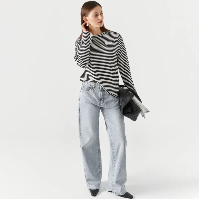 Лонгслив женский, черно-белый, Ninel