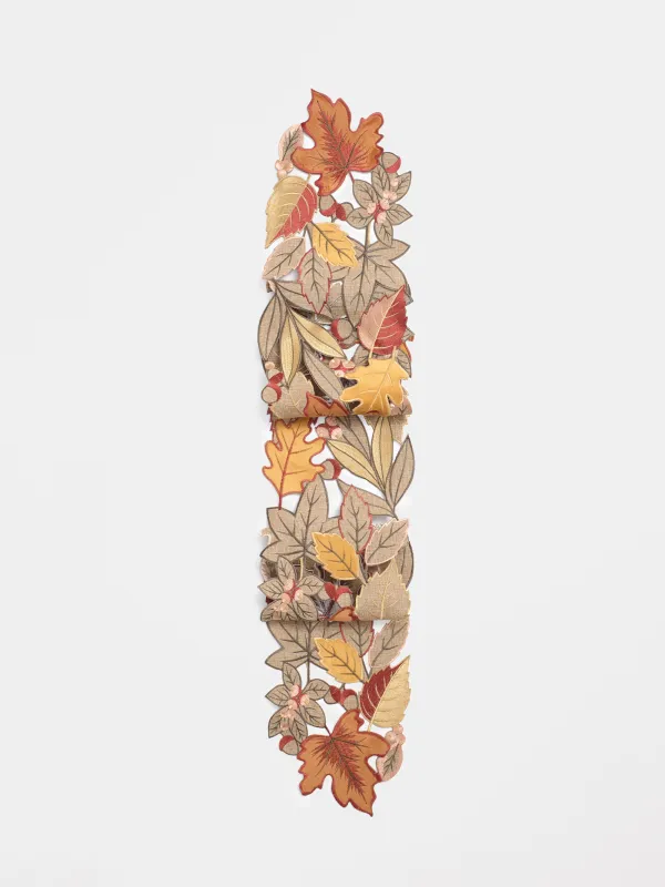 Үстел төсеніші, 20х160 см, полиэстер, сарғылт-қоңыр, Autumn leaves, Autumn leave, image-0