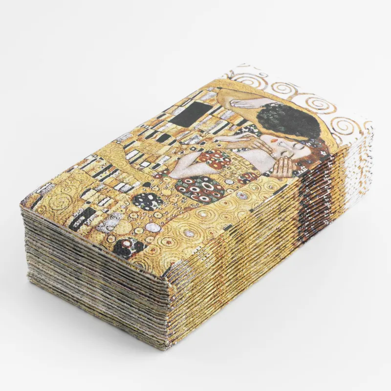 Қағаз майлықтар, 33х33 см, 20 дана, тікбұрышты, Поцелуй, Климт, Art поцелуй, image-3