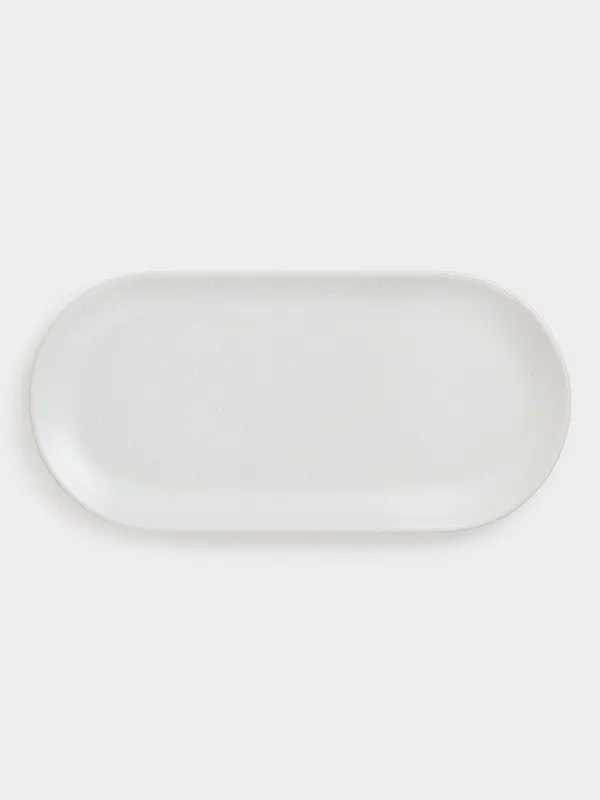 Ыдыс, 37х18 см, керамика, сопақша, сүт түстес, дақты, Particle, image-1