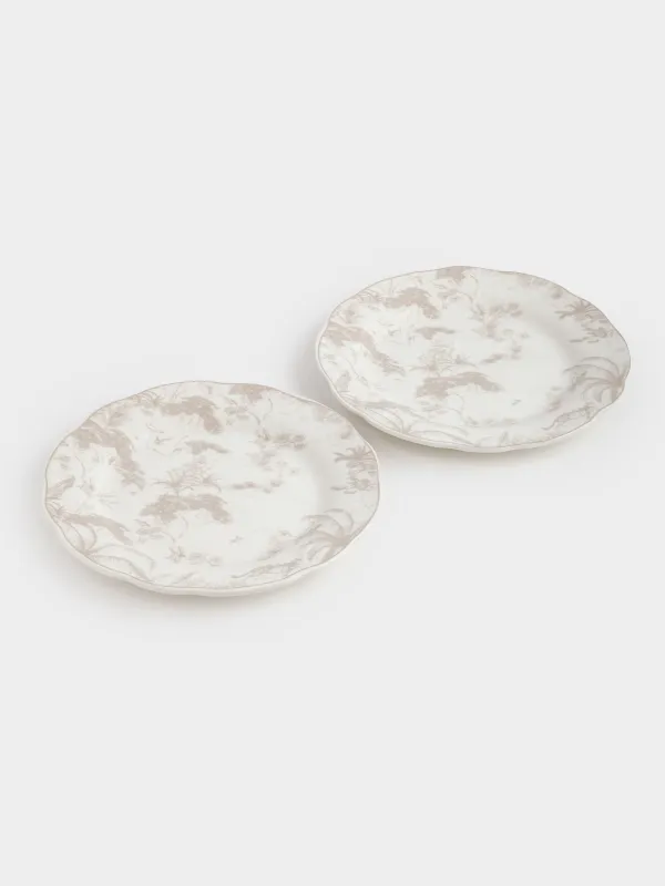 Тіскебасар тәрелкесі, 19 см, 2 дана, фарфор P, ақ және сарғылт-қоңыр, Джунгли, Tropical, image-1