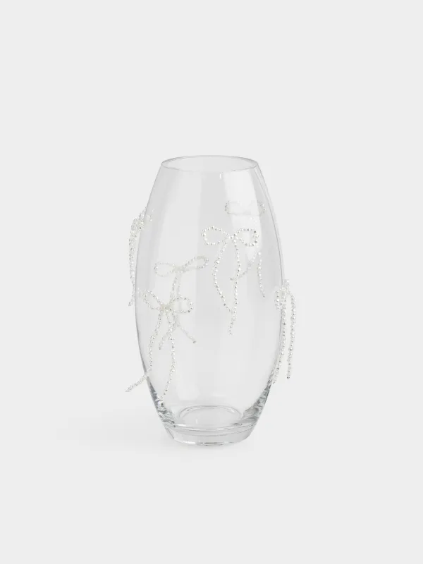 Ваза для цветов, 30 см, Бантики, Varies pearl, image-0