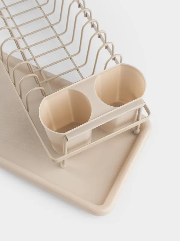 Ыдысқа арналған кептіргіш, 42х17 см, науасы бар, металл/пластик, сарғылт-қоңыр, Beige style, image-7