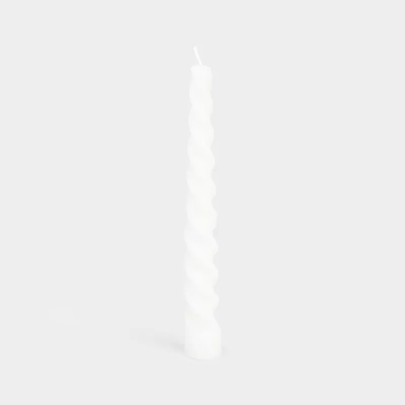 Шам, 20 см, жіңішке, сүт түстес, Шиыршық, Spiral shape