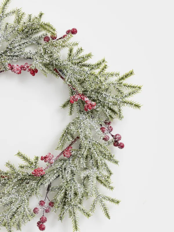 Венок декоративный, 13/30 см, полиэтилен/пенопласт, Красные ягоды, Red berry, image-2