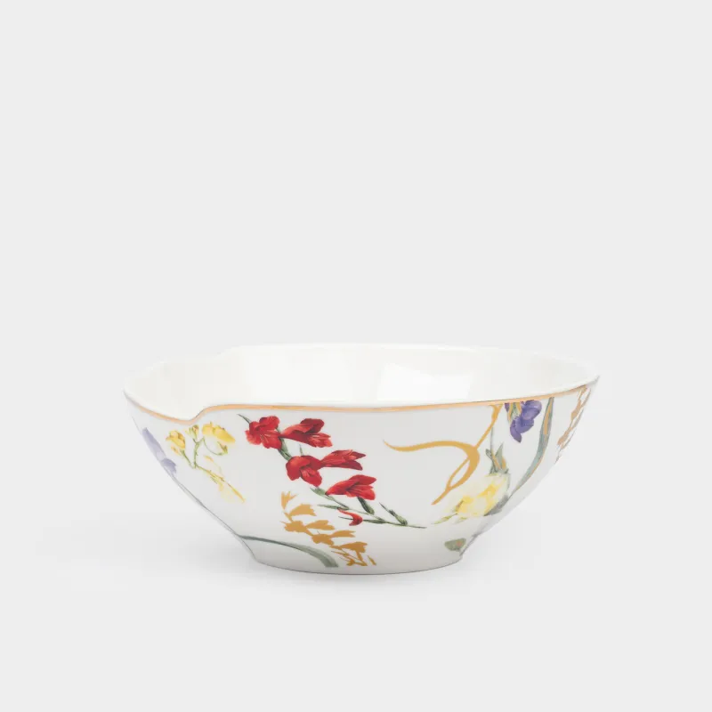 Салатник, 16x6 см, 430 мл, фарфор N, белый, с золотистым кантом, Цветы, Night flower