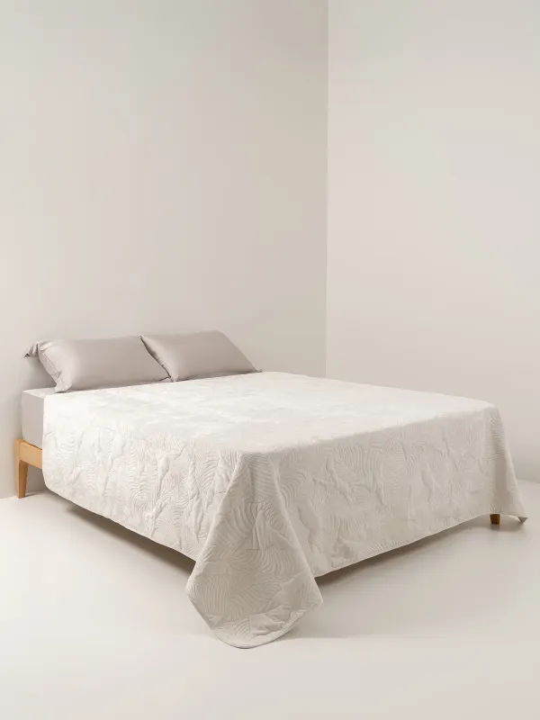 Көрпе, 220х240 см, көрпе, барқыт / микрофибра, сүт, жапырақтар, Stitch velvet, image-1