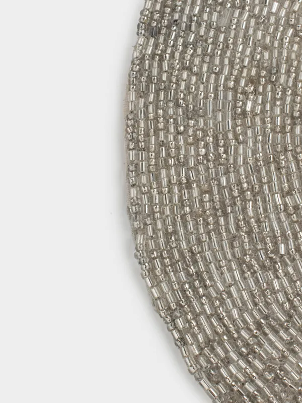 Салфетка под приборы, 30х40 см, бисер, овальная, серебристая, Лошадь, Art beads, image-3