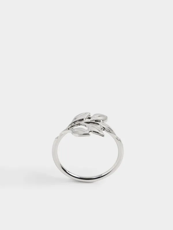 Кольцо для салфеток, 5 см, металл, серебристое, Листья, Print, image-1