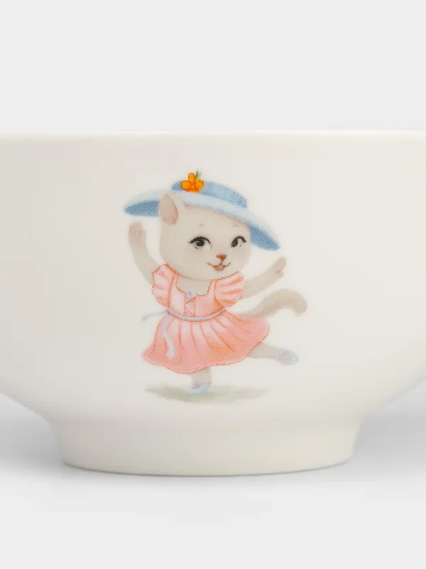 Сорпа тәрелкесі, балаларға арналған, 12х6 см, 300 мл, фарфор N, ақ, Бас киім киген мысық, Ideas life, image-2
