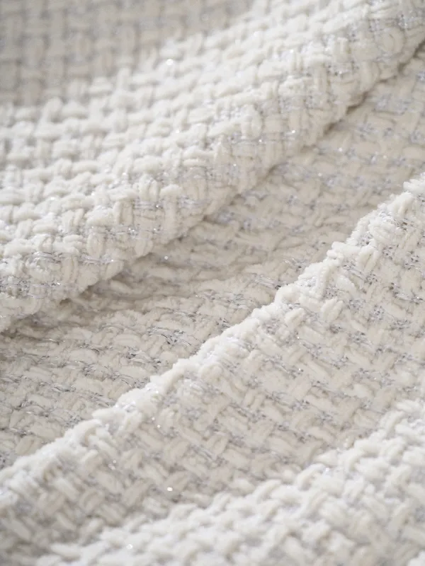 Плед, 130х170 см, с бахромой, полиэстер/люрекс, бежевый, Shiny threads, image-4