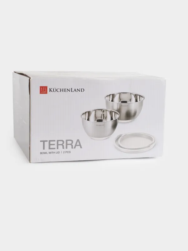 Тостаған, 1,25 / 2,5 л, 2 дана, қақпағы бар, сырғанауға қарсы түбі, болат / пластик, бежевый, Терра, image-3