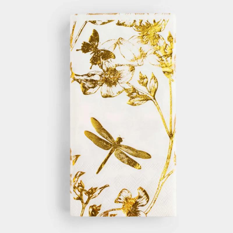 Салфетки бумажные, 33х33 см, 20 шт, прямоугольные, белые, Цветы, Flower garden