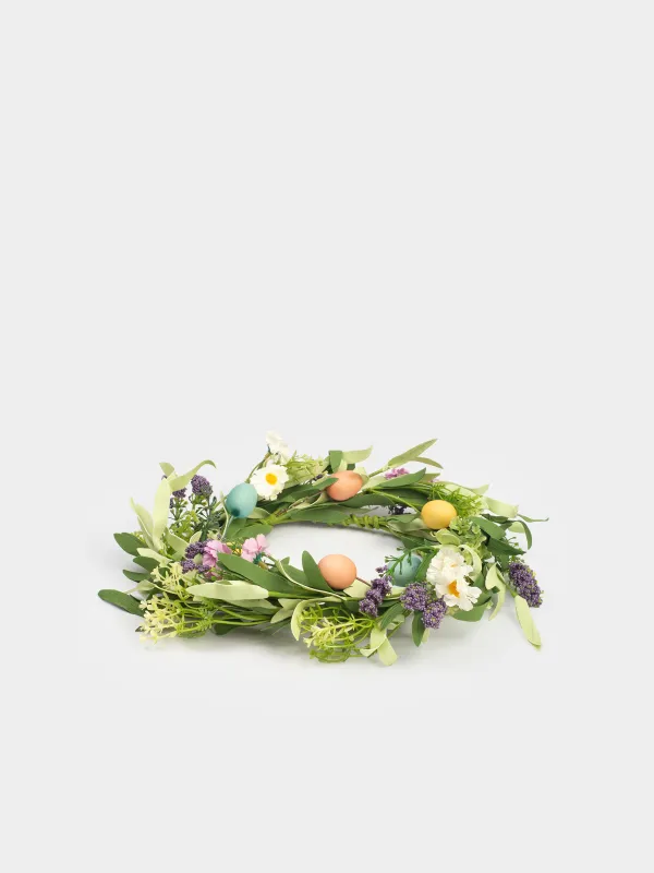 Венок декоративный, 35 см, Цветы и пасхальные яйца, Easter decor, image-2