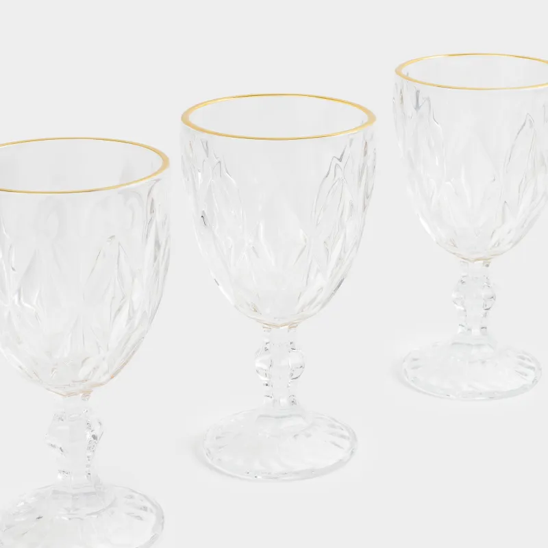 Шарап бокал-кубогы, 300 мл, 6 дана, шыны Р, алтын жиегі бар, Rhomb gold, image-3